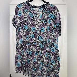 ‼️EUC: Jane + Delancey Button Down Floral Blouse - L